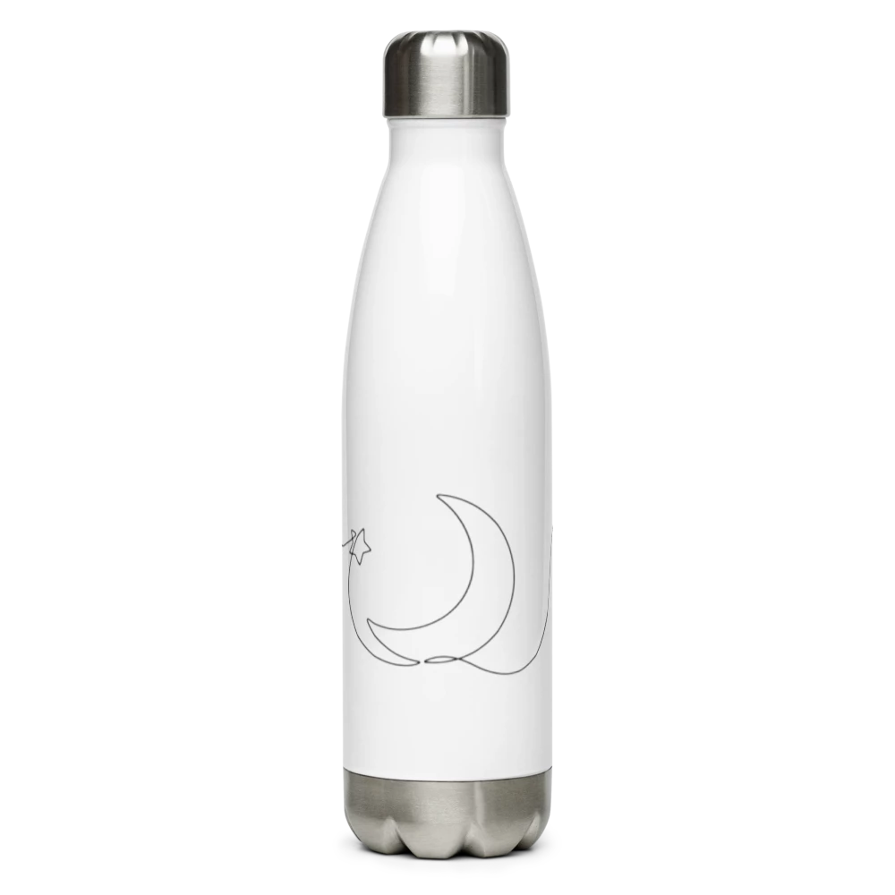 Lunar Blessings stainless steel water bottle featuring an elegant moon design, perfect for staying hydrated with style and spirituality.