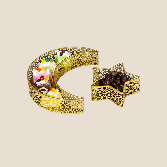 Crescent & Star Ramadan Serving Tray – Eid Table Decor – Islamic Home Accent