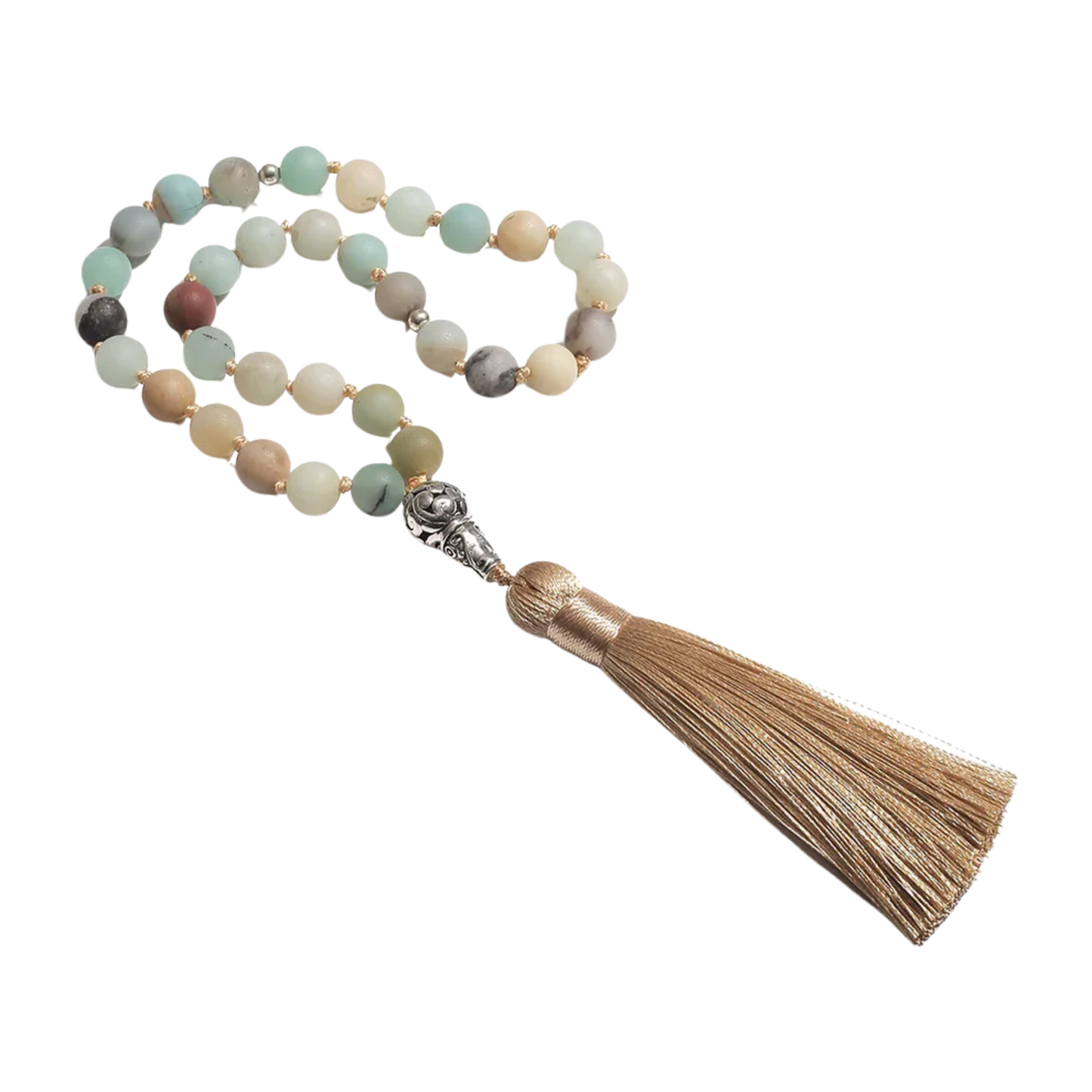 33-bead Amazonite tasbih with no background