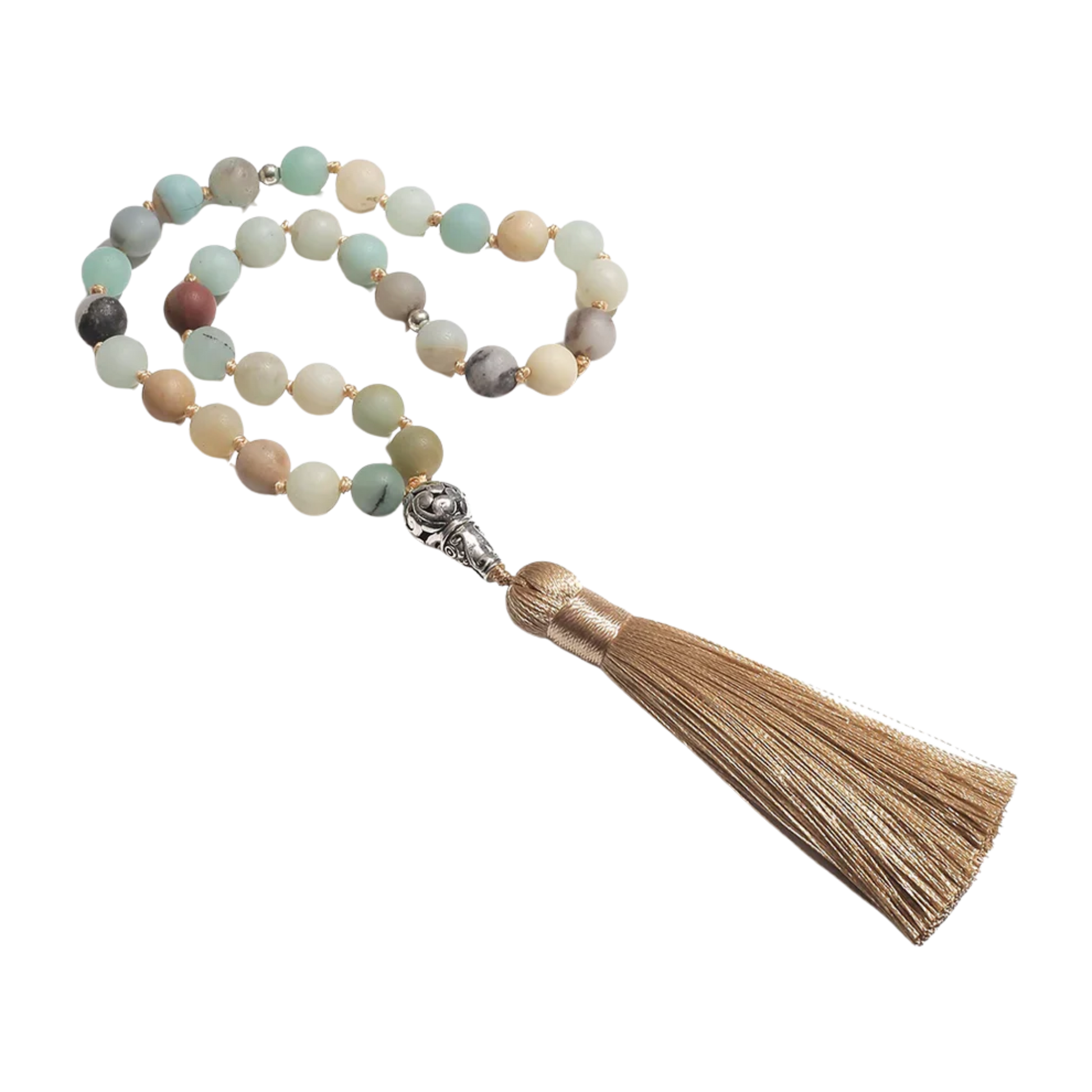 33-bead Amazonite tasbih with no background