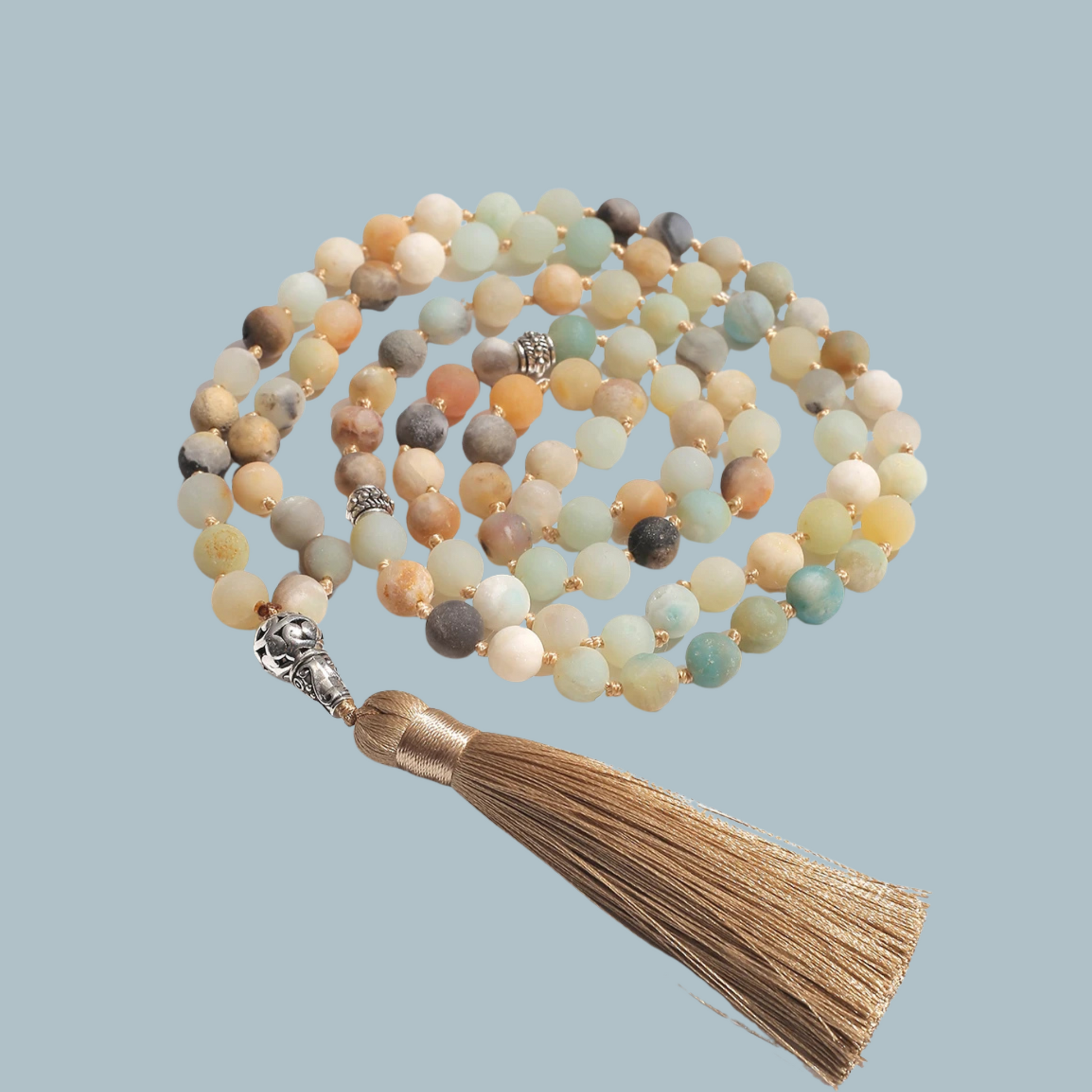 99-bead Amazonite tasbih on display, full view