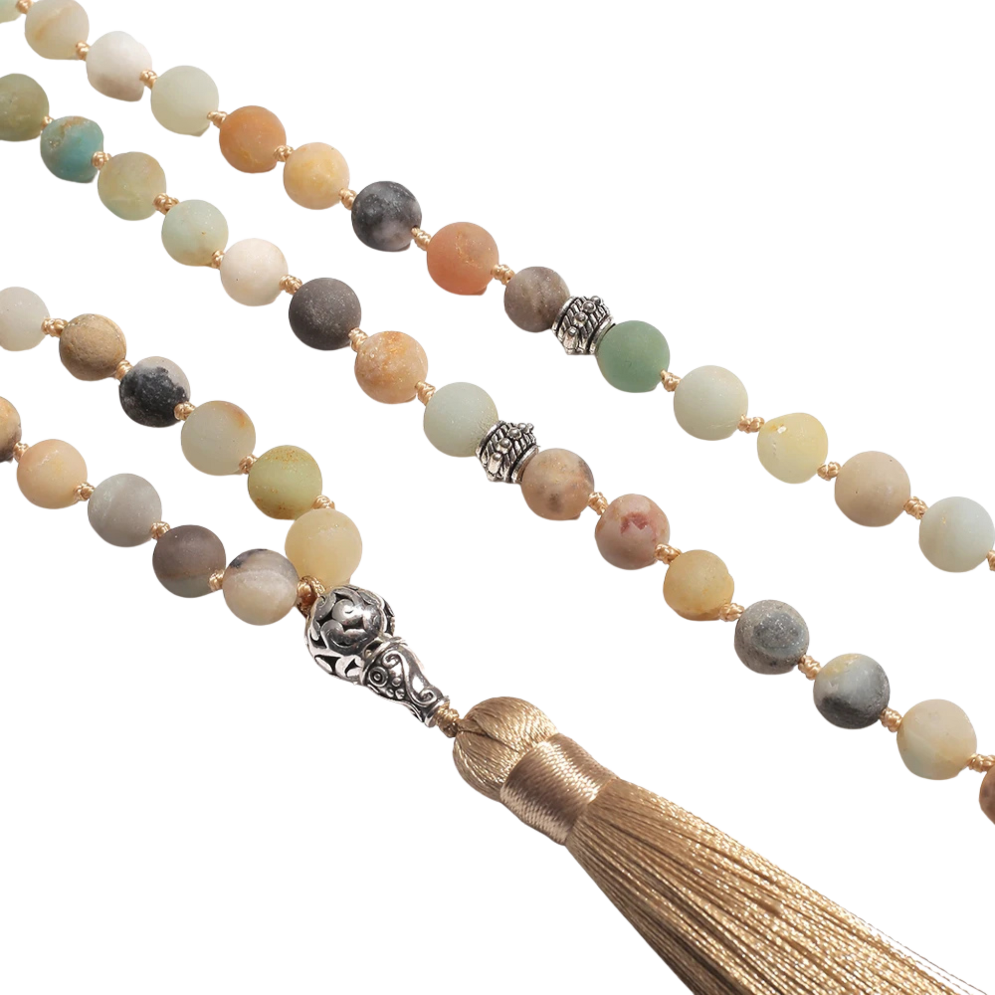 Zoomed detail of 99-bead Amazonite tasbih