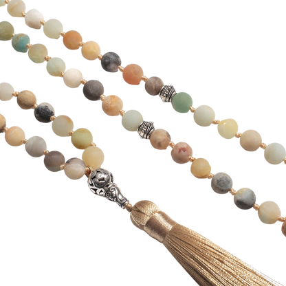 Zoomed detail of 99-bead Amazonite tasbih