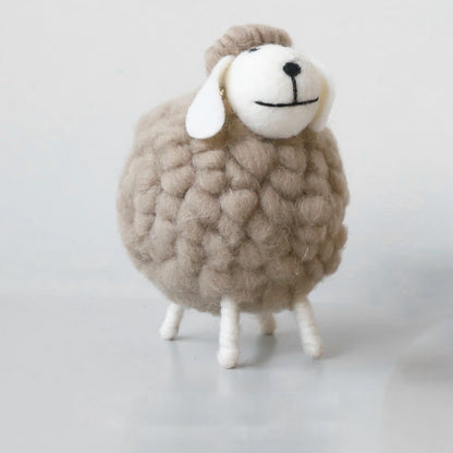 Large grey wool felt sheep figurine for festive Eid display