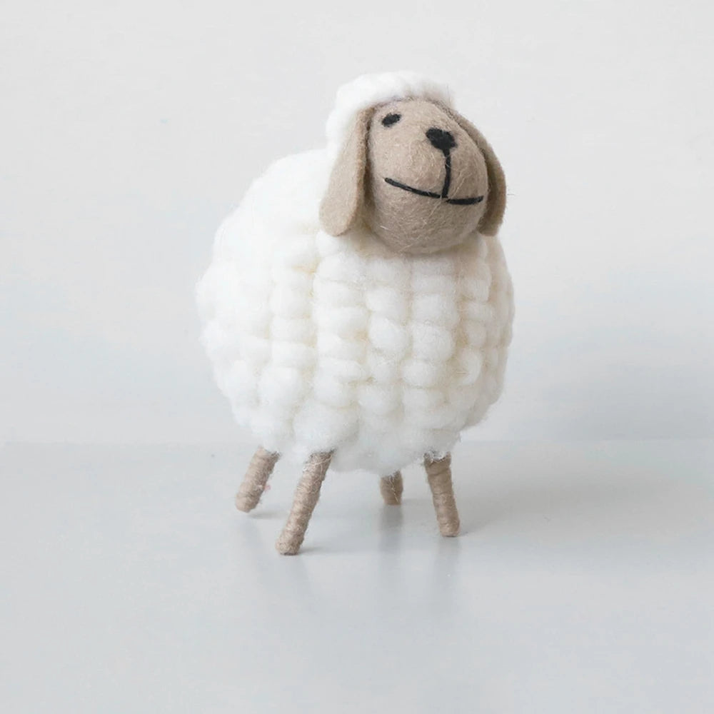 Large white felt sheep figurine for festive Eid decoration
