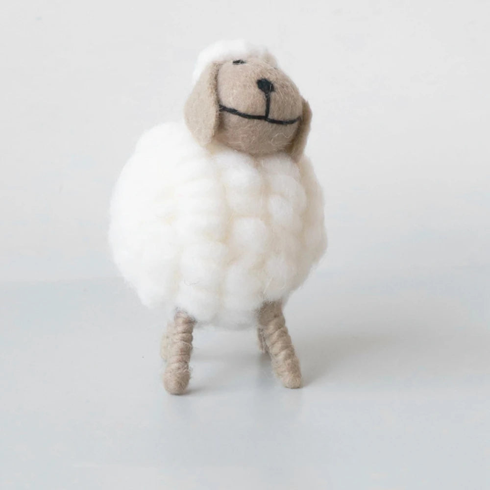 Medium white wool felt sheep for handmade Eid table display
