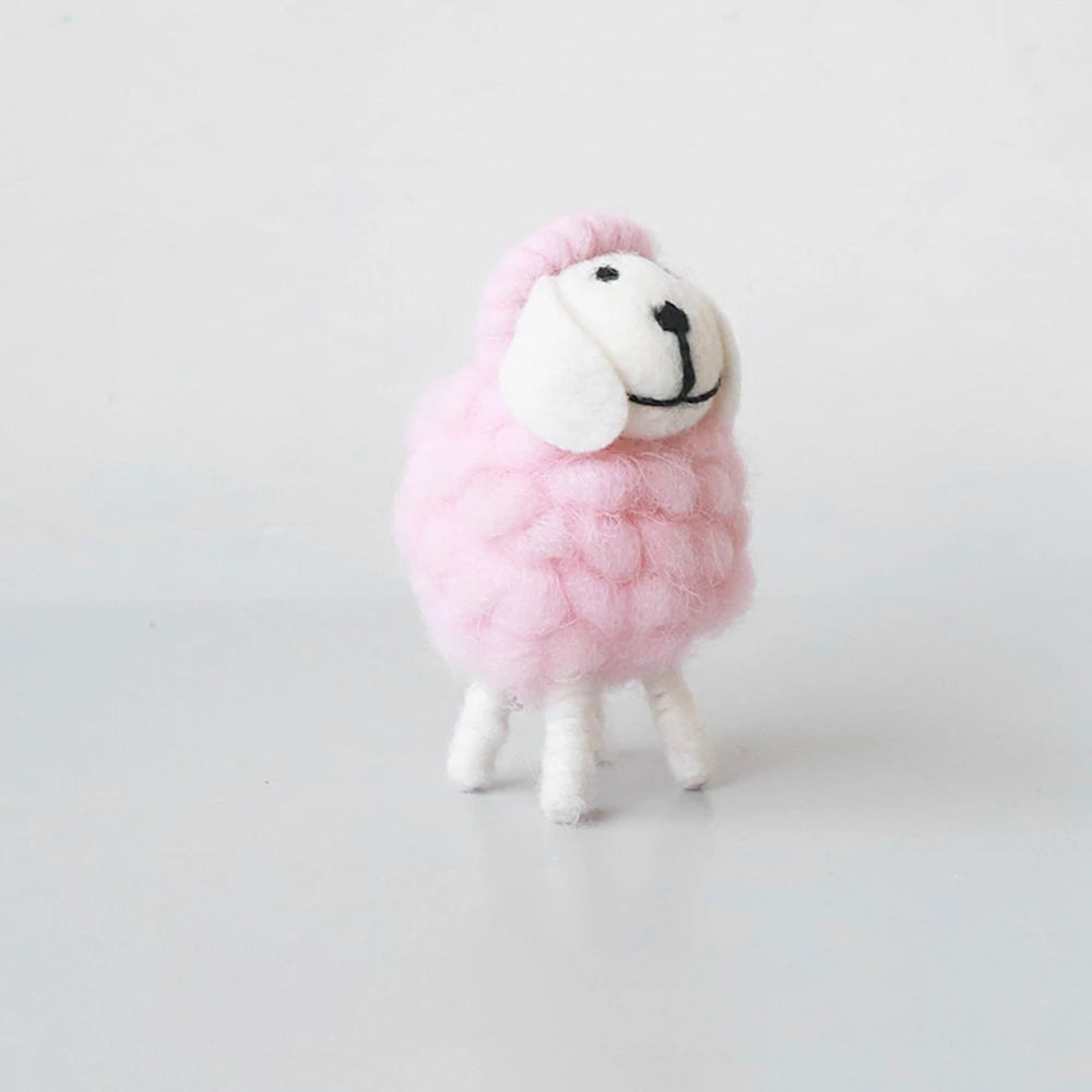 Small pink felt sheep figurine for playful Eid decor