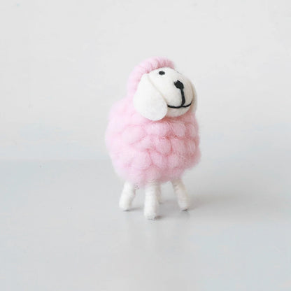 Small pink felt sheep figurine for playful Eid decor