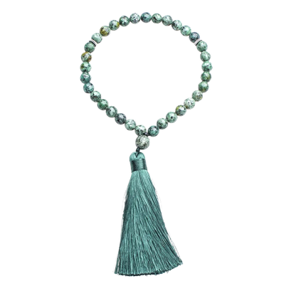 Green Jasper 33-bead tasbih on transparent background