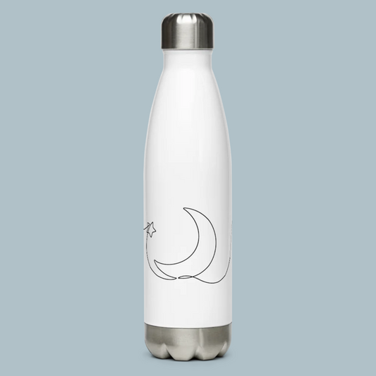 Lunar Blessings stainless steel water bottle with minimalist Islamic design