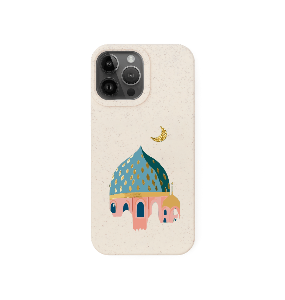 Biodegradable phone case featuring Masjid design, offering sustainable protection with spiritual elegance for your device.