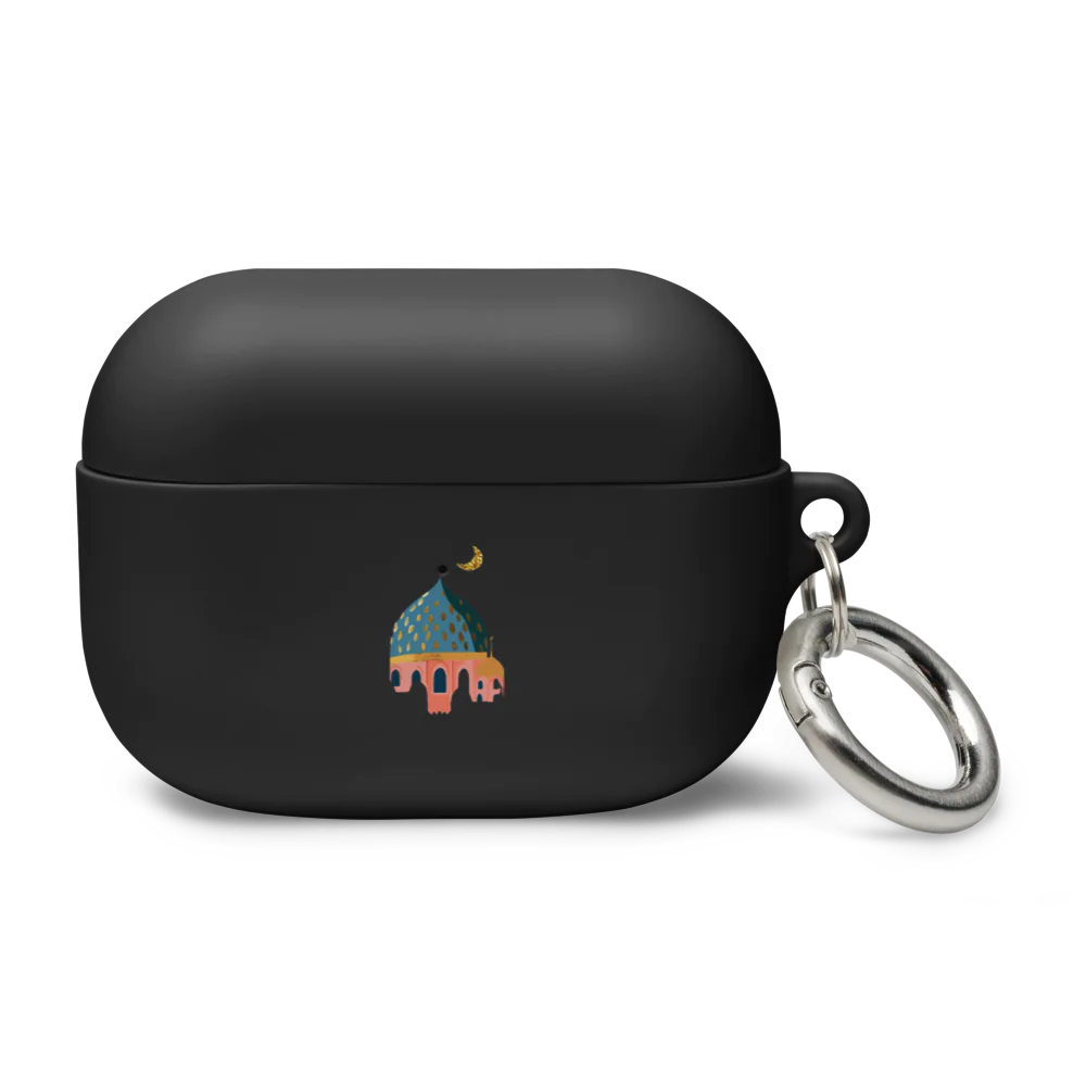 Black Masjid design AirPods® case, providing protective and elegant coverage for AirPods Pro, perfect for the Ramadan season.