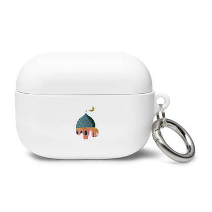 White Masjid design AirPods® case, a protective and elegant accessory for AirPods Pro, featuring a beautiful Ramadan-inspired design.