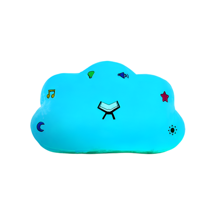 Blue Quran Duaa pillow speaker for kids, designed to provide a calming Islamic bedtime experience with beautiful duaas and soft comfort.