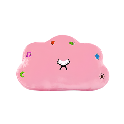 Pink Quran Duaa pillow speaker for kids, a comforting Islamic bedtime companion that helps children relax and listen to soothing duaas.
