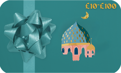 Ramadan Kareem Gift Card showing £10–£100 range