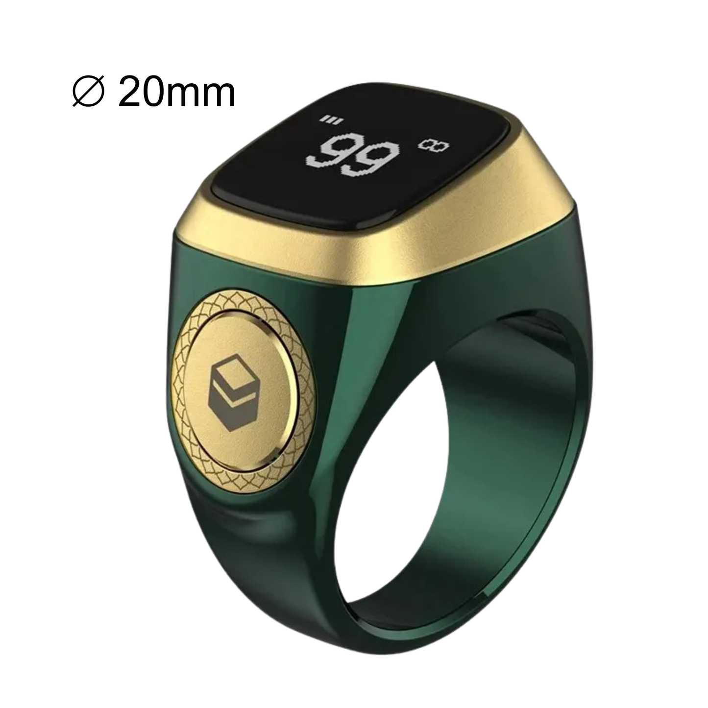 Smart Tasbih Tally Digital Counter Ring in green, size 20mm