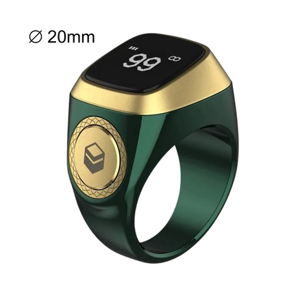 Smart Tasbih Tally Digital Counter Ring in green, size 20mm