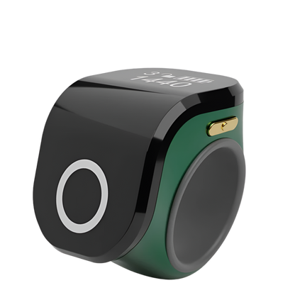 Smart Tasbih Tally Digital Counter Ring in emerald – An advanced and modern dhikr companion for seamless prayer and tasbih tracking.