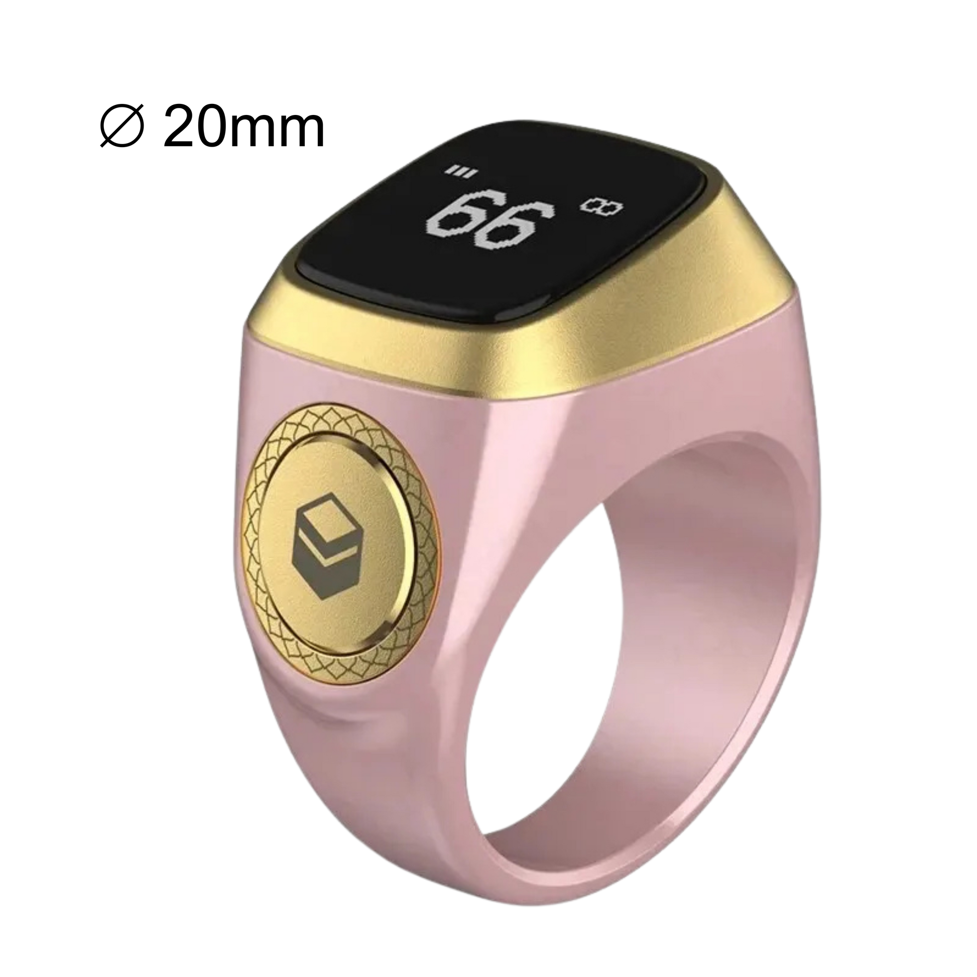 Smart Tasbih Tally Digital Counter Ring in pink, size 20mm