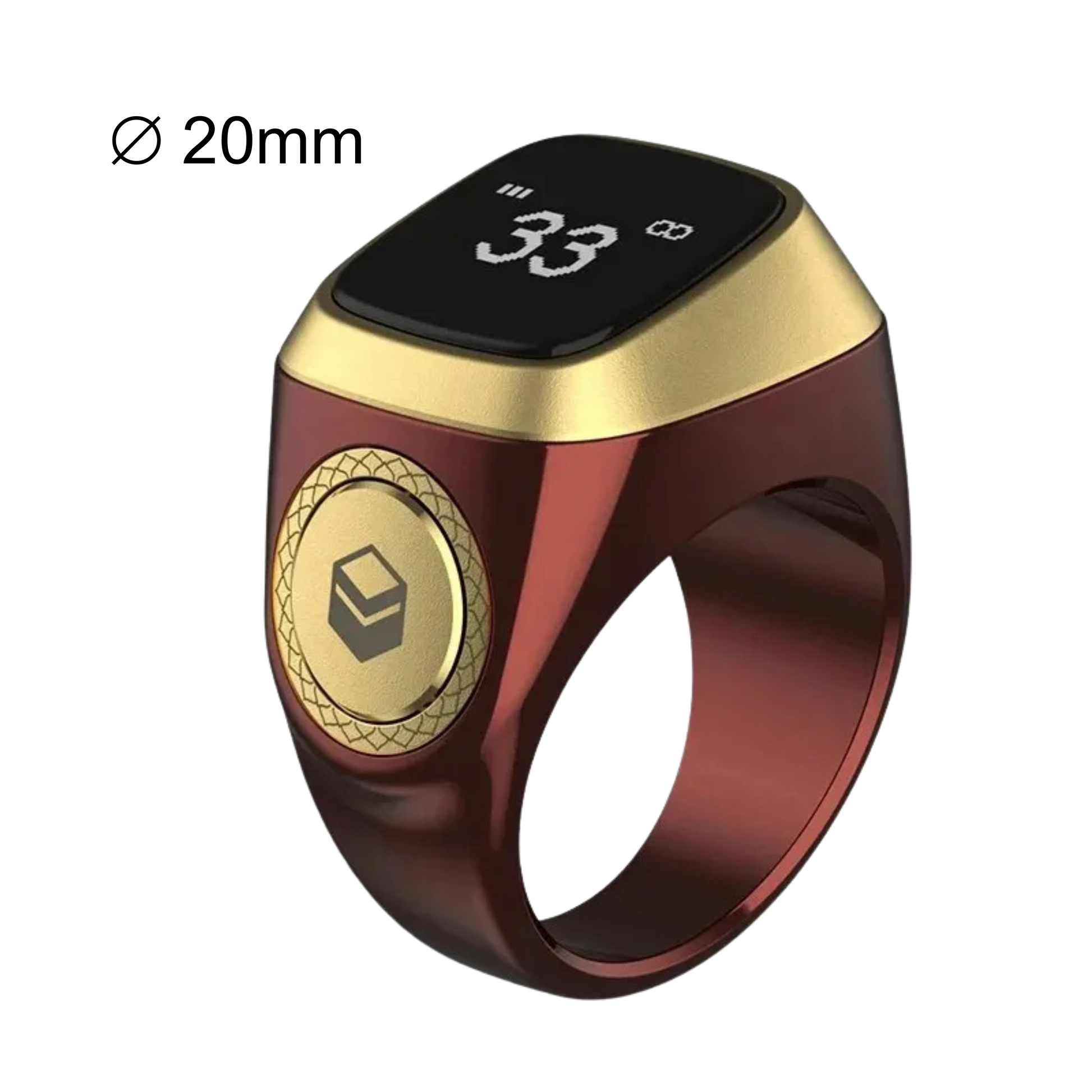Smart Tasbih Tally Digital Counter Ring in red, size 20mm