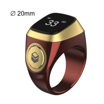 Smart Tasbih Tally Digital Counter Ring in red, size 20mm
