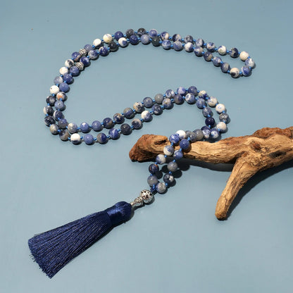 Alternate driftwood display of the 99-bead Sodalite tasbih