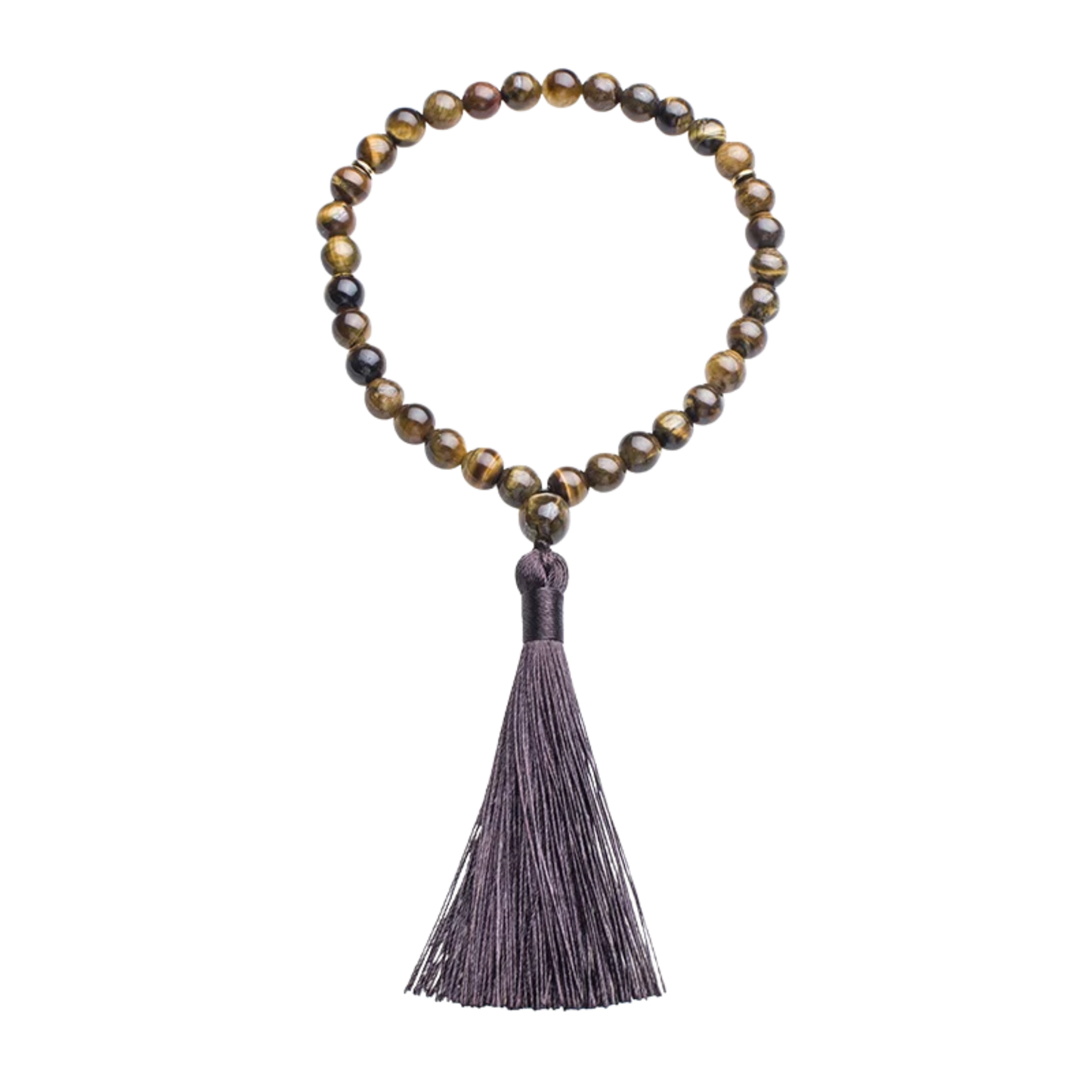 33-bead Tiger Eye tasbih on transparent background for clean presentation