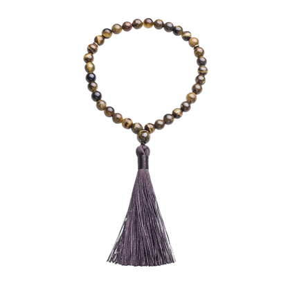 33-bead Tiger Eye tasbih on transparent background for clean presentation